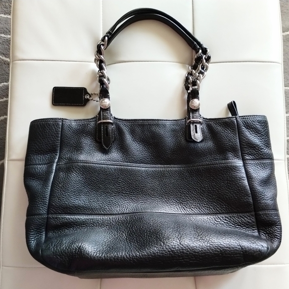 Coach Pebbled Leather Madison Tribeca East West Bag with Chain Strap Handles - Picture 3 of 16